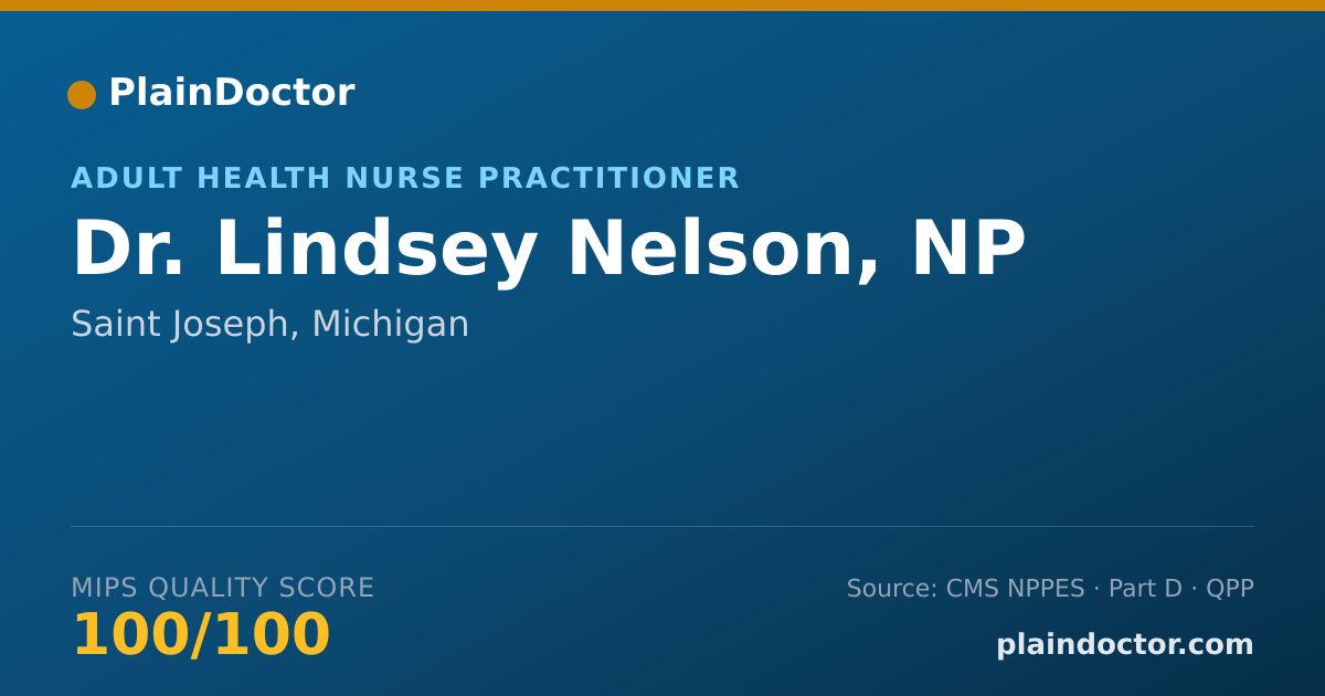 Shareable card for Lindsey Nelson, NP - Adult Health Nurse Practitioner, Saint Joseph, MI