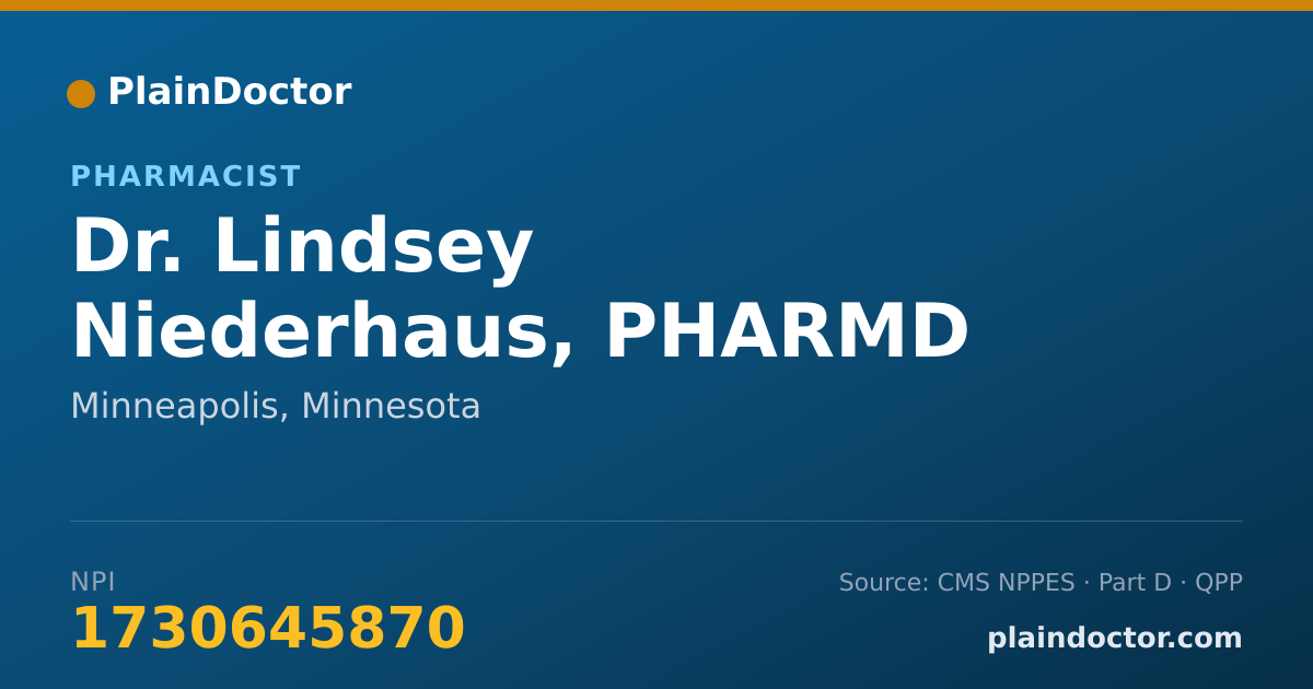 Shareable card for Lindsey Niederhaus, PHARMD - Pharmacist, Minneapolis, MN