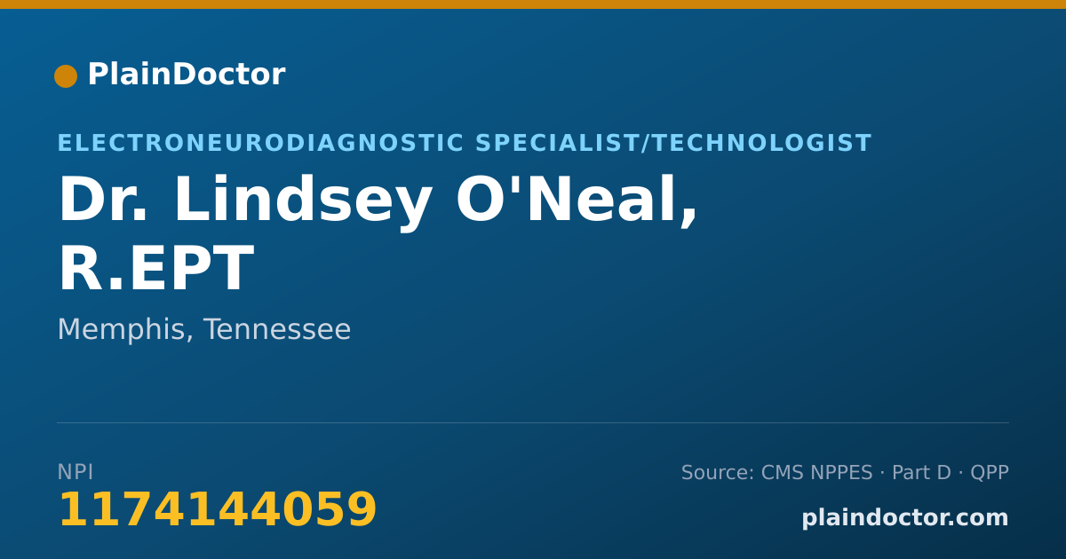 Shareable card for Lindsey O'Neal, R.EPT - Electroneurodiagnostic Specialist/Technologist, Memphis, TN