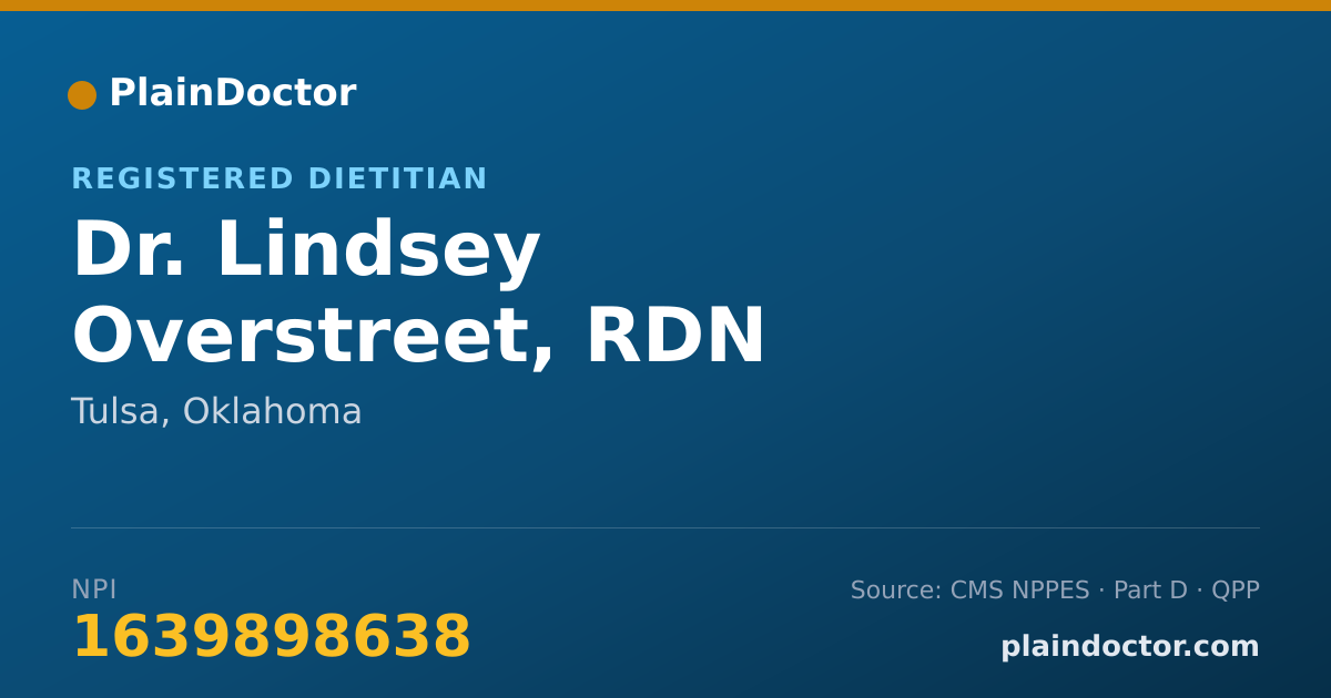 Shareable card for Lindsey Overstreet, RDN - Registered Dietitian, Tulsa, OK