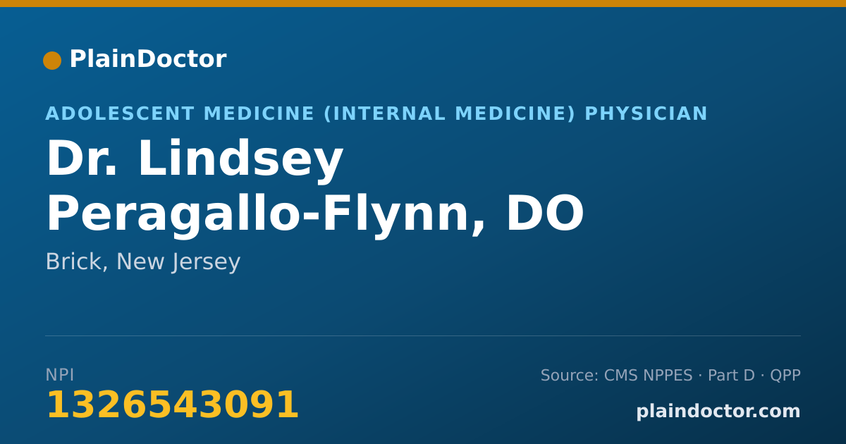 Shareable card for Lindsey Peragallo-Flynn, DO - Adolescent Medicine (Internal Medicine) Physician, Brick, NJ