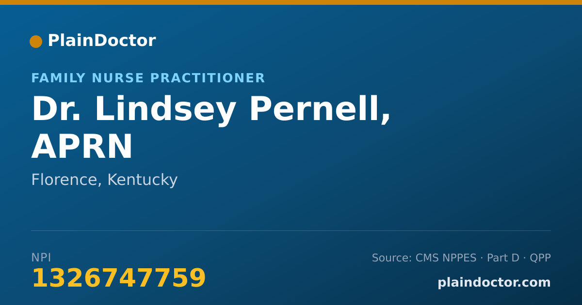Shareable card for Lindsey Pernell, APRN - Family Nurse Practitioner, Florence, KY