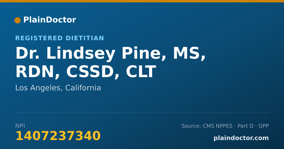 Shareable card for Lindsey Pine, MS, RDN, CSSD, CLT - Registered Dietitian, Los Angeles, CA