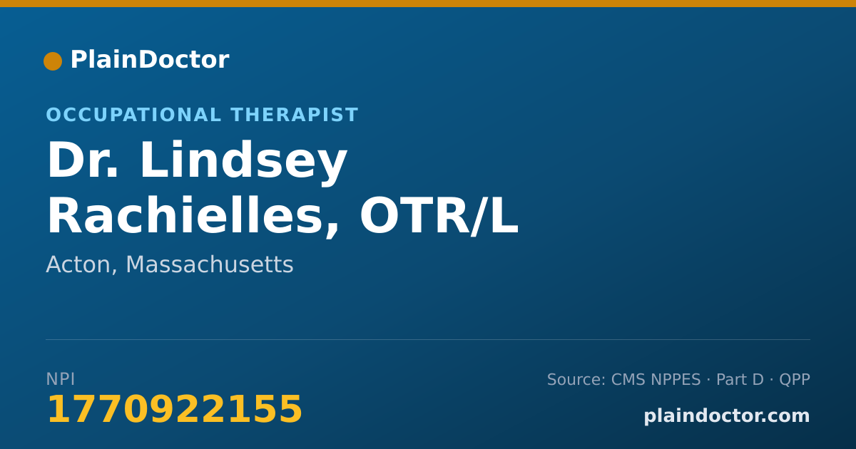Shareable card for Lindsey Rachielles, OTR/L - Occupational Therapist, Acton, MA