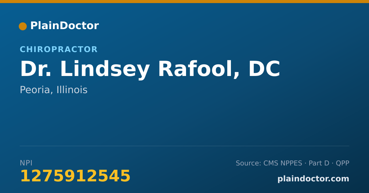 Shareable card for Lindsey Rafool, DC - Chiropractor, Peoria, IL