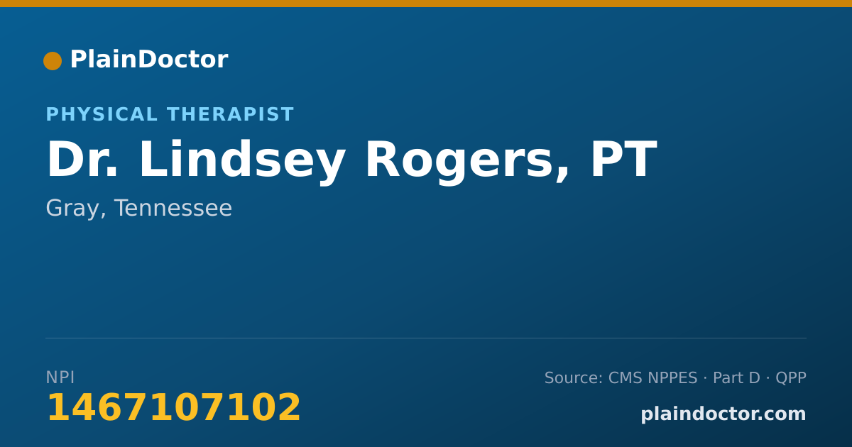 Shareable card for Lindsey Rogers, PT - Physical Therapist, Gray, TN