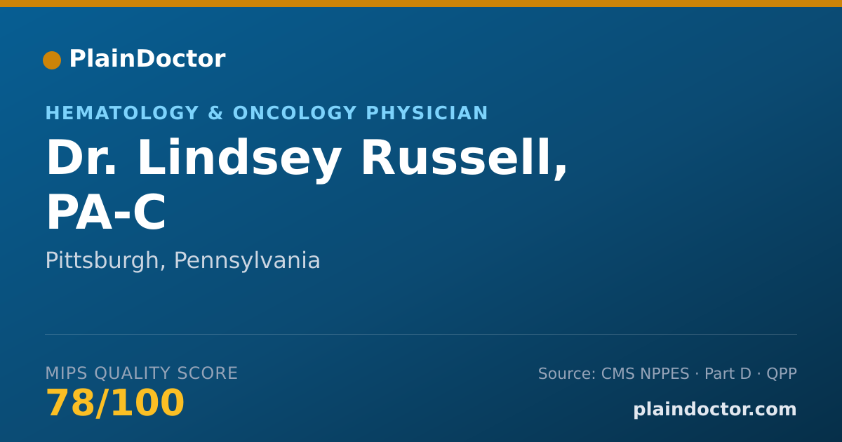 Shareable card for Lindsey Russell, PA-C - Hematology & Oncology Physician, Pittsburgh, PA
