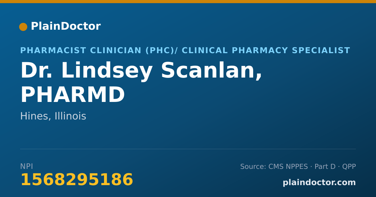 Shareable card for Lindsey Scanlan, PHARMD - Pharmacist Clinician (PhC)/ Clinical Pharmacy Specialist, Hines, IL