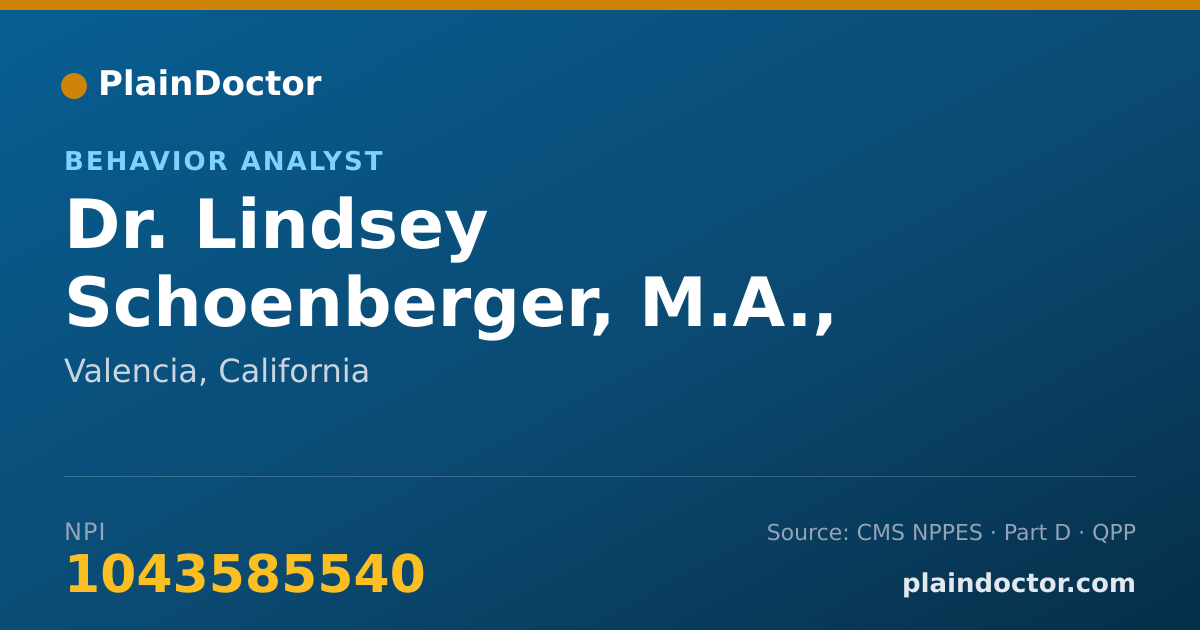 Shareable card for Lindsey Schoenberger, M.A., B.C.B.A. - Behavior Analyst, Valencia, CA
