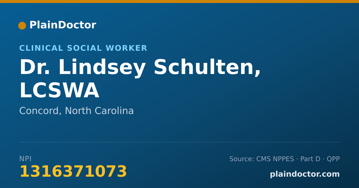 Shareable card for Lindsey Schulten, LCSWA - Clinical Social Worker, Concord, NC
