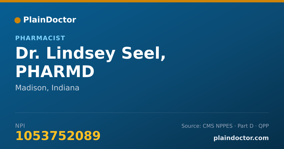 Shareable card for Lindsey Seel, PHARMD - Pharmacist, Madison, IN