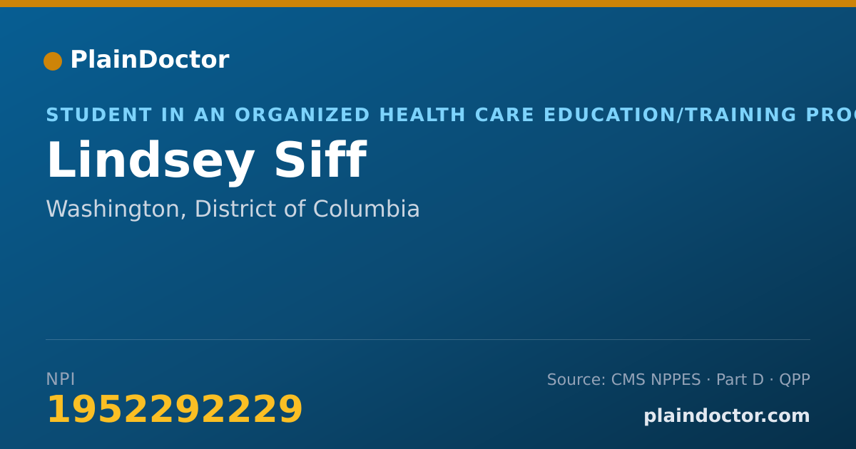 Shareable card for Lindsey Siff - Student in an Organized Health Care Education/Training Program, Washington, DC