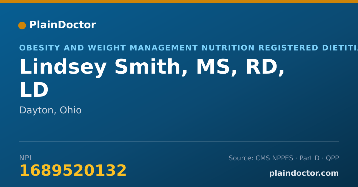 Shareable card for Lindsey Smith, MS, RD, LD - Obesity and Weight Management Nutrition Registered Dietitian, Dayton, OH