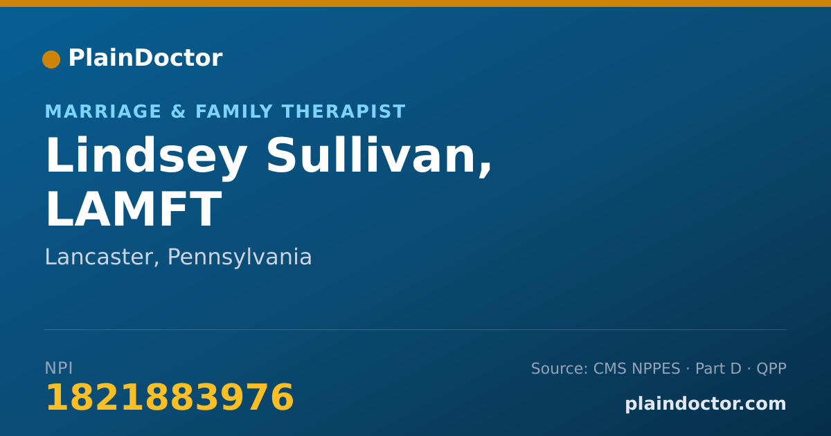 Shareable card for Lindsey Sullivan, LAMFT - Marriage & Family Therapist, Lancaster, PA