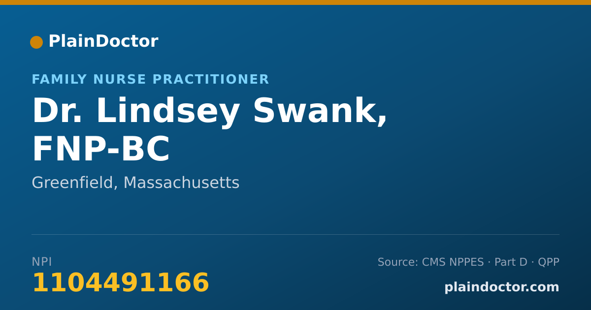 Shareable card for Lindsey Swank, FNP-BC - Family Nurse Practitioner, Greenfield, MA
