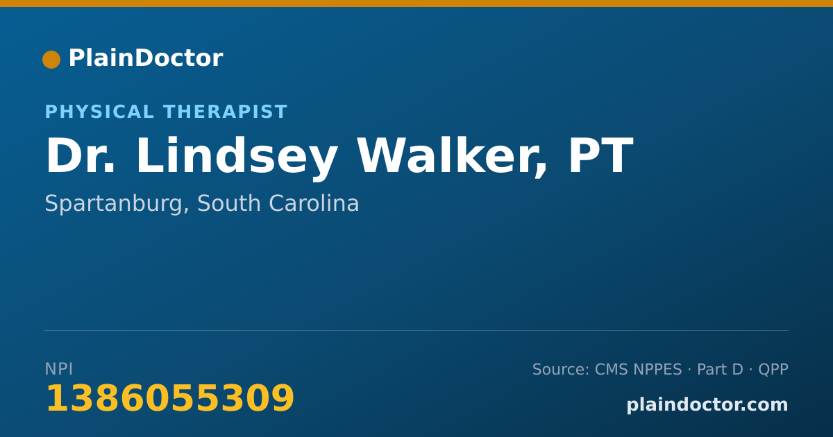 Shareable card for Lindsey Walker, PT - Physical Therapist, Spartanburg, SC
