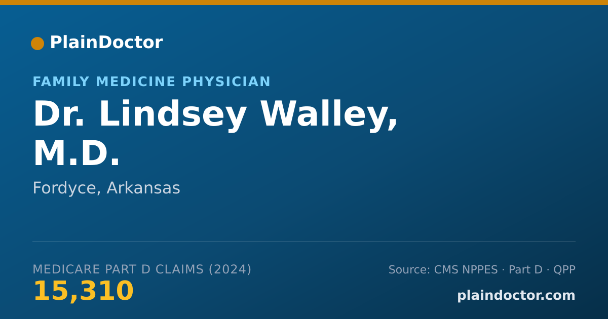 Shareable card for Lindsey Walley, M.D. - Family Medicine Physician, Fordyce, AR