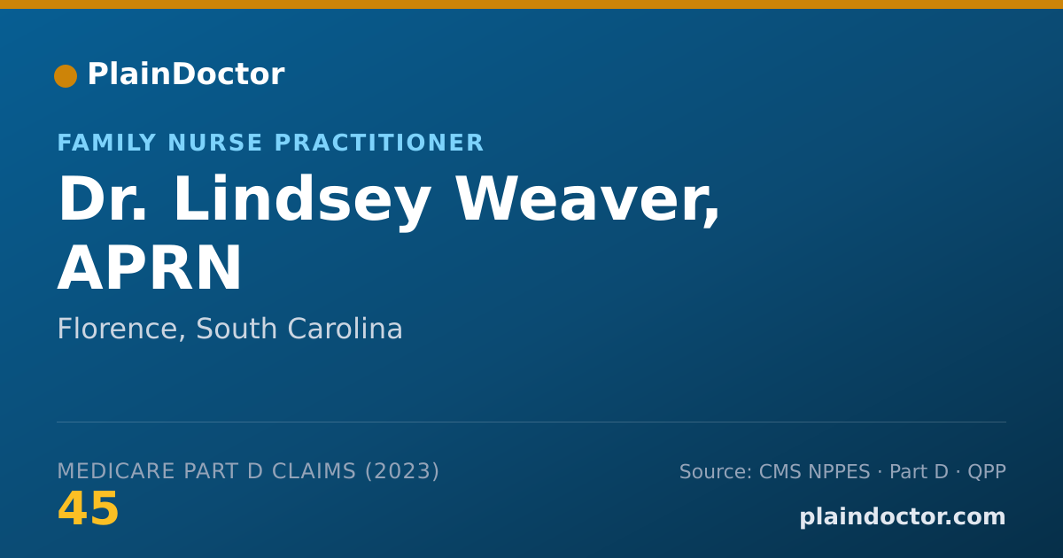 Shareable card for Lindsey Weaver, APRN - Family Nurse Practitioner, Florence, SC