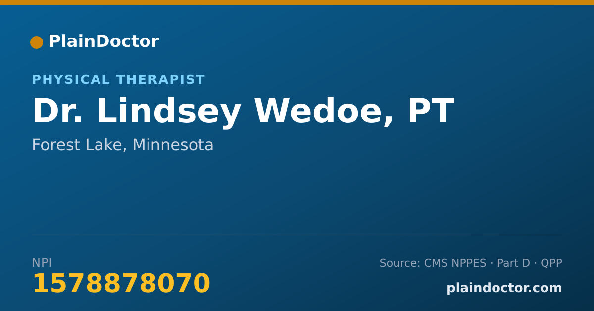 Shareable card for Lindsey Wedoe, PT - Physical Therapist, Forest Lake, MN