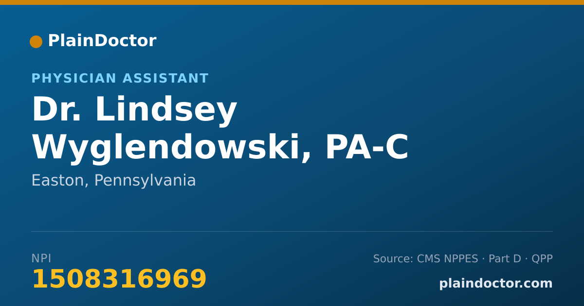 Shareable card for Lindsey Wyglendowski, PA-C - Physician Assistant, Easton, PA