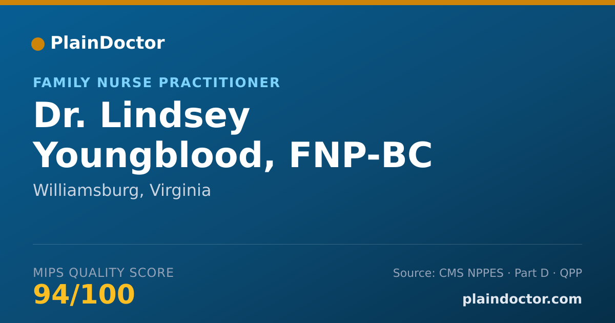 Shareable card for Lindsey Youngblood, FNP-BC - Family Nurse Practitioner, Williamsburg, VA