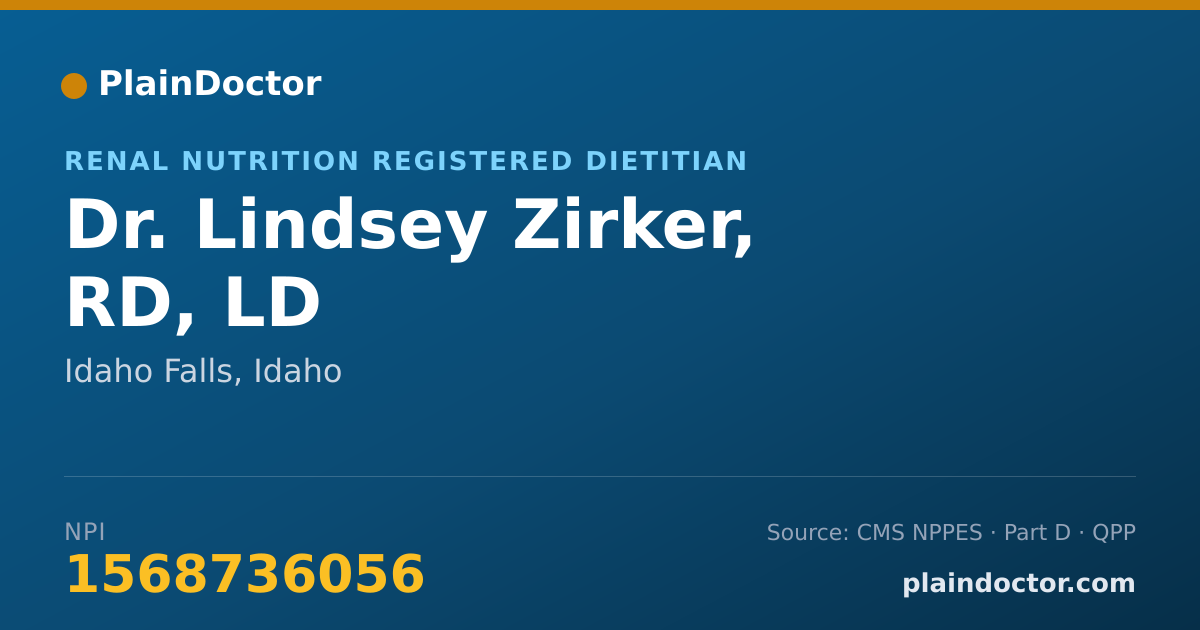 Shareable card for Lindsey Zirker, RD, LD - Renal Nutrition Registered Dietitian, Idaho Falls, ID