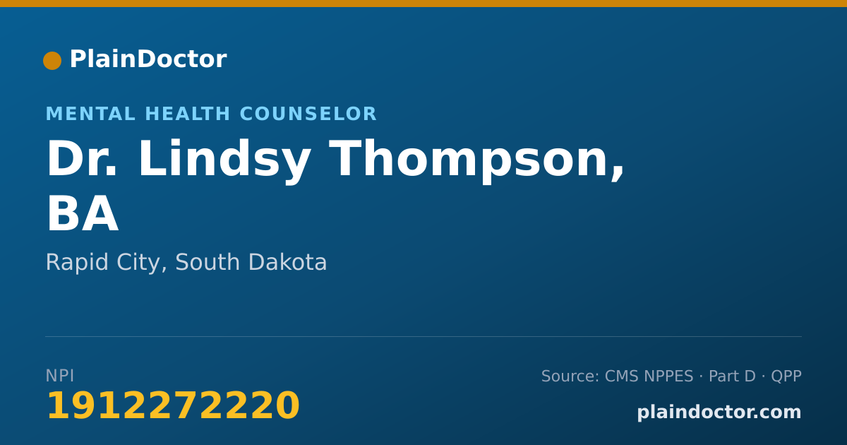 Shareable card for Lindsy Thompson, BA - Mental Health Counselor, Rapid City, SD