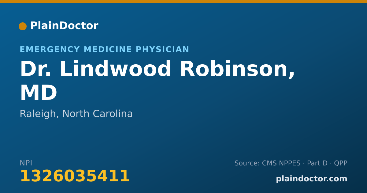 Shareable card for Lindwood Robinson, MD - Emergency Medicine Physician, Raleigh, NC