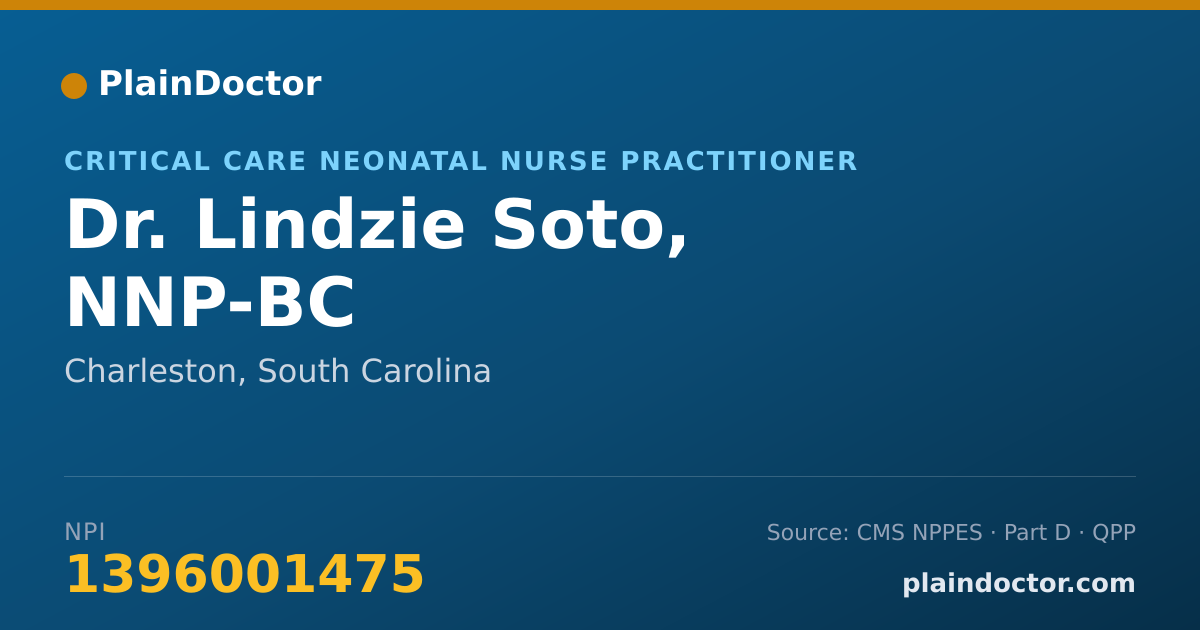 Shareable card for Lindzie Soto, NNP-BC - Critical Care Neonatal Nurse Practitioner, Charleston, SC