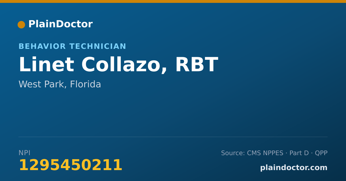 Shareable card for Linet Collazo, RBT - Behavior Technician, West Park, FL