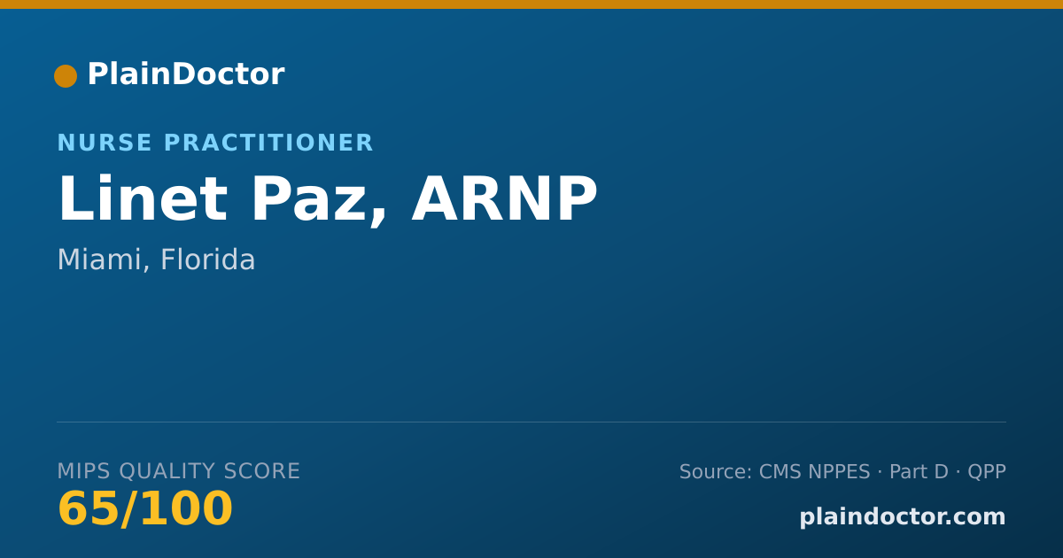 Shareable card for Linet Paz, ARNP - Adult Health Nurse Practitioner, Miami, FL