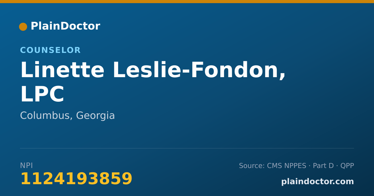 Shareable card for Linette Leslie-Fondon, LPC - Counselor, Columbus, GA