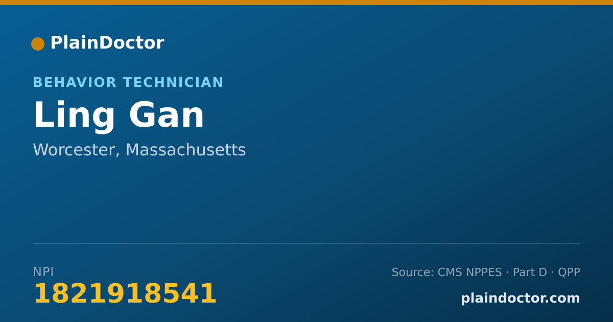 Shareable card for Ling Gan - Behavior Technician, Worcester, MA