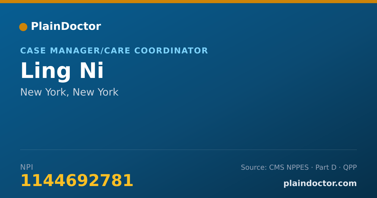 Shareable card for Ling Ni - Case Manager/Care Coordinator, New York, NY