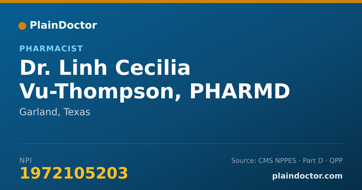 Shareable card for Linh Cecilia Vu-Thompson, PHARMD - Pharmacist, Garland, TX