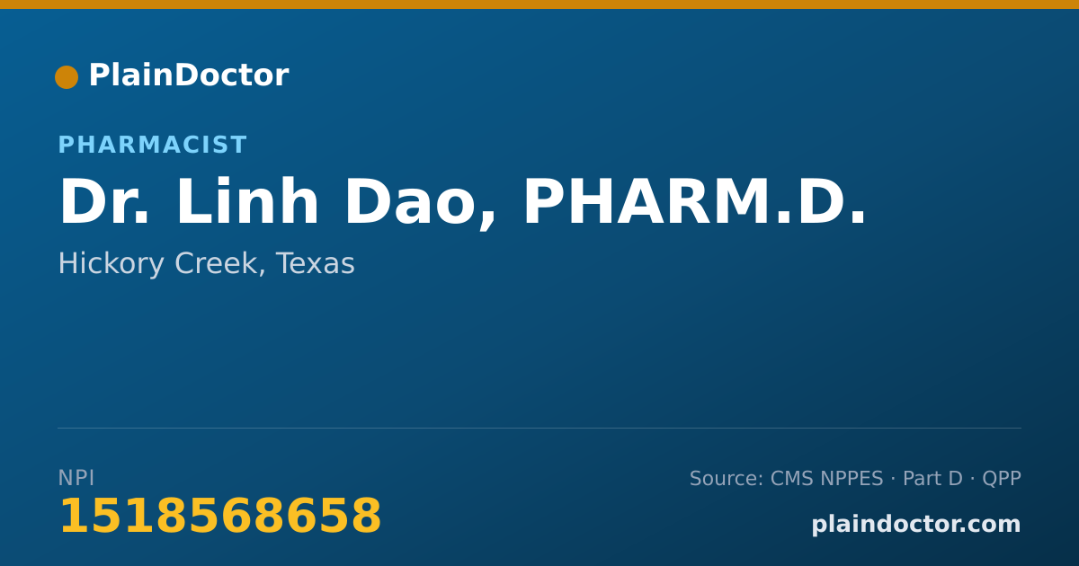 Shareable card for Linh Dao, PHARM.D. - Pharmacist, Hickory Creek, TX