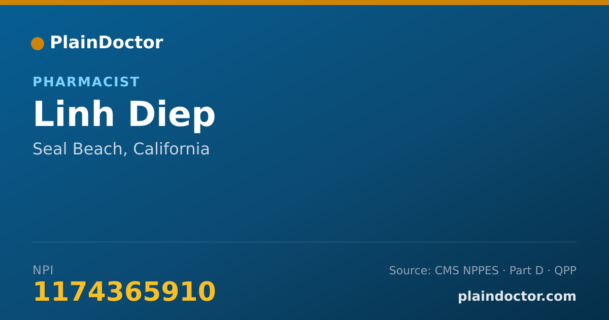 Shareable card for Linh Diep - Pharmacist, Seal Beach, CA