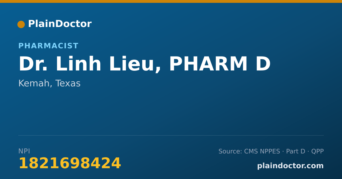 Shareable card for Linh Lieu, PHARM D - Pharmacist, Kemah, TX