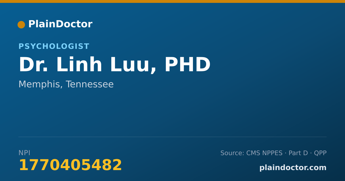 Shareable card for Linh Luu, PHD - Psychologist, Memphis, TN