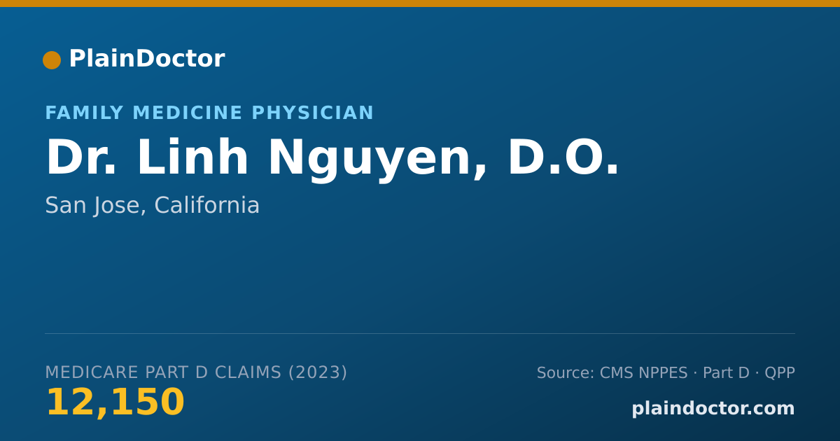Shareable card for Linh Nguyen, D.O. - Family Medicine Physician, San Jose, CA