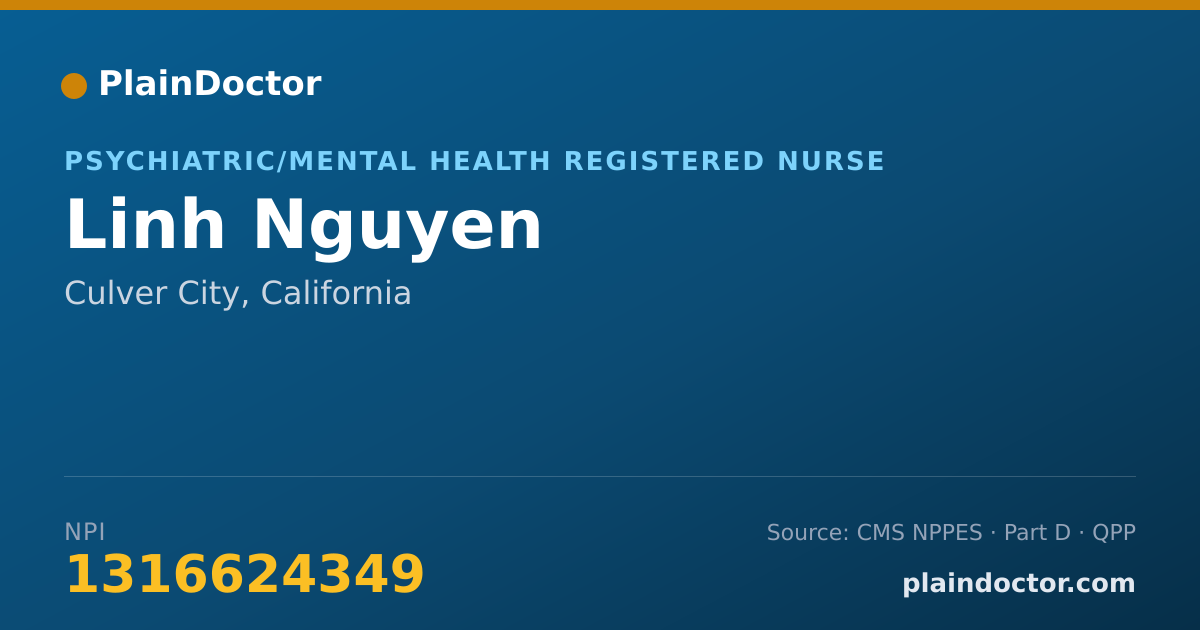 Shareable card for Linh Nguyen - Psychiatric/Mental Health Registered Nurse, Culver City, CA