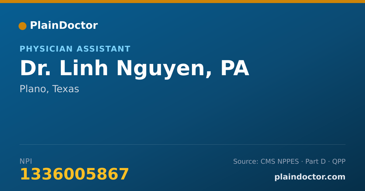 Shareable card for Linh Nguyen, PA - Physician Assistant, Plano, TX