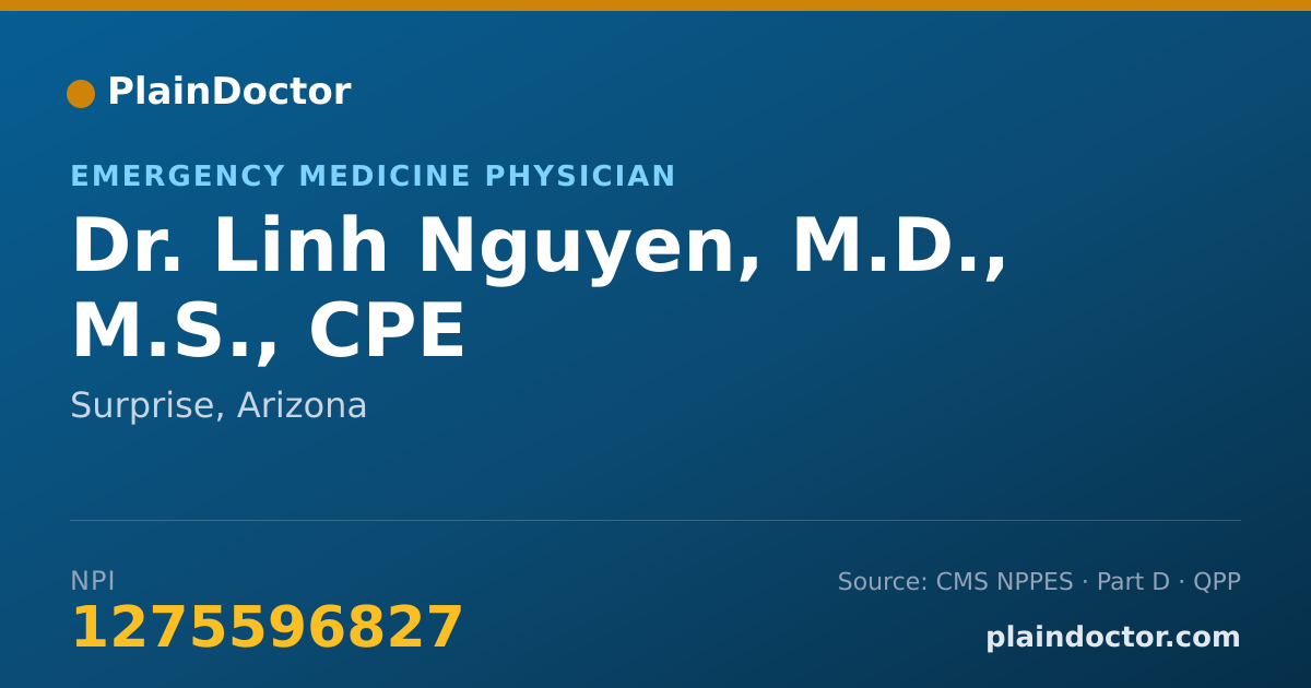 Shareable card for Linh Nguyen, M.D., M.S., CPE - Emergency Medicine Physician, Surprise, AZ