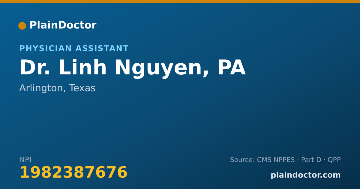 Shareable card for Linh Nguyen, PA - Physician Assistant, Arlington, TX
