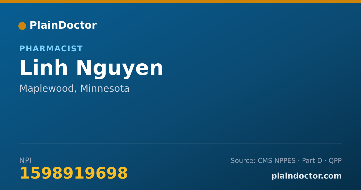 Shareable card for Linh Nguyen - Pharmacist, Maplewood, MN
