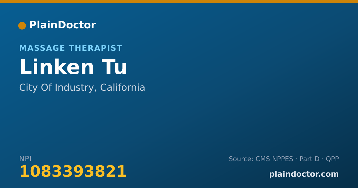 Shareable card for Linken Tu - Massage Therapist, City Of Industry, CA