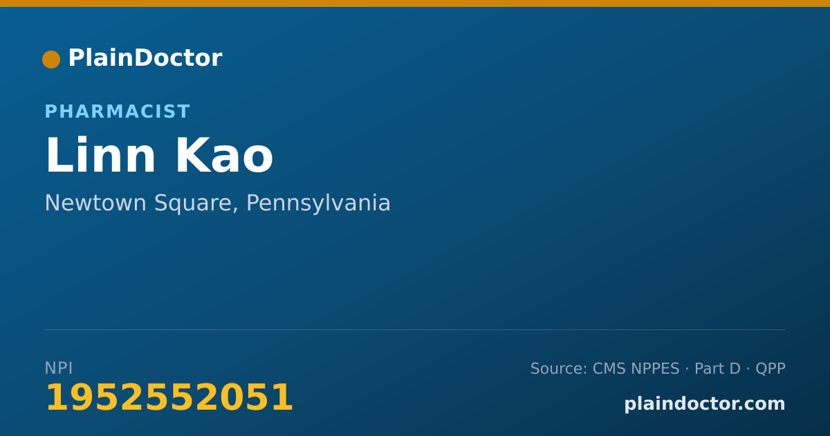 Shareable card for Linn Kao - Pharmacist, Newtown Square, PA
