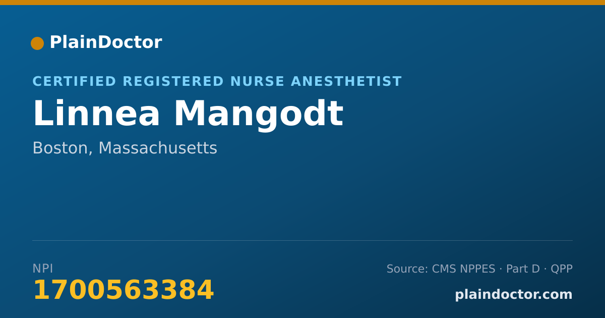 Shareable card for Linnea Mangodt - Certified Registered Nurse Anesthetist, Boston, MA