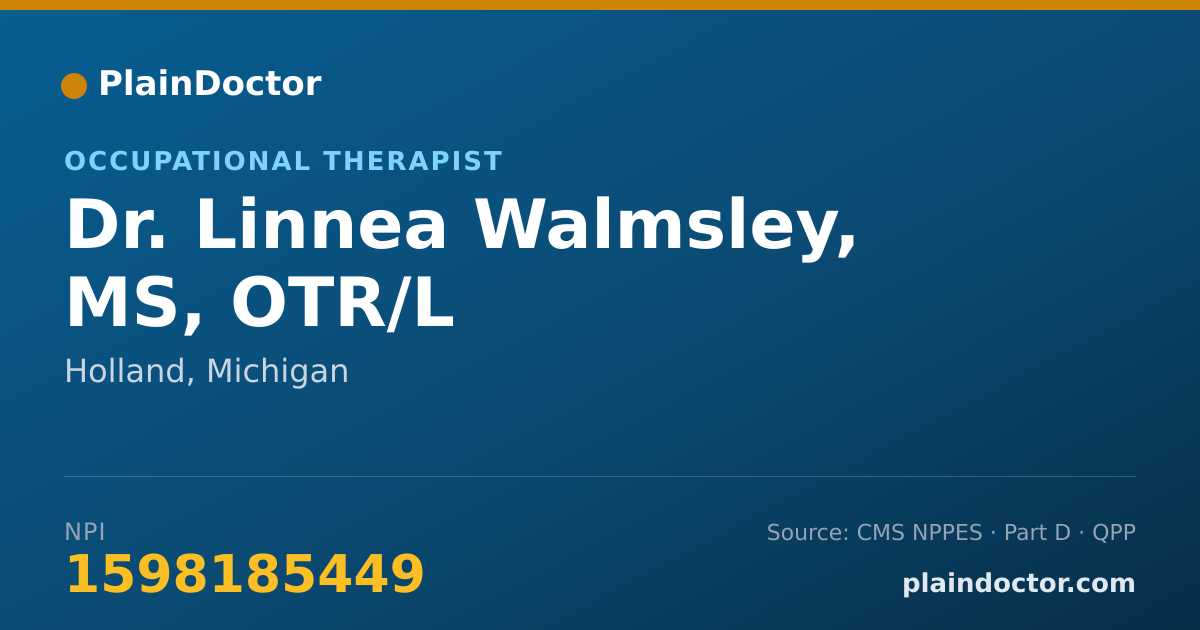 Shareable card for Linnea Walmsley, MS, OTR/L - Occupational Therapist, Holland, MI