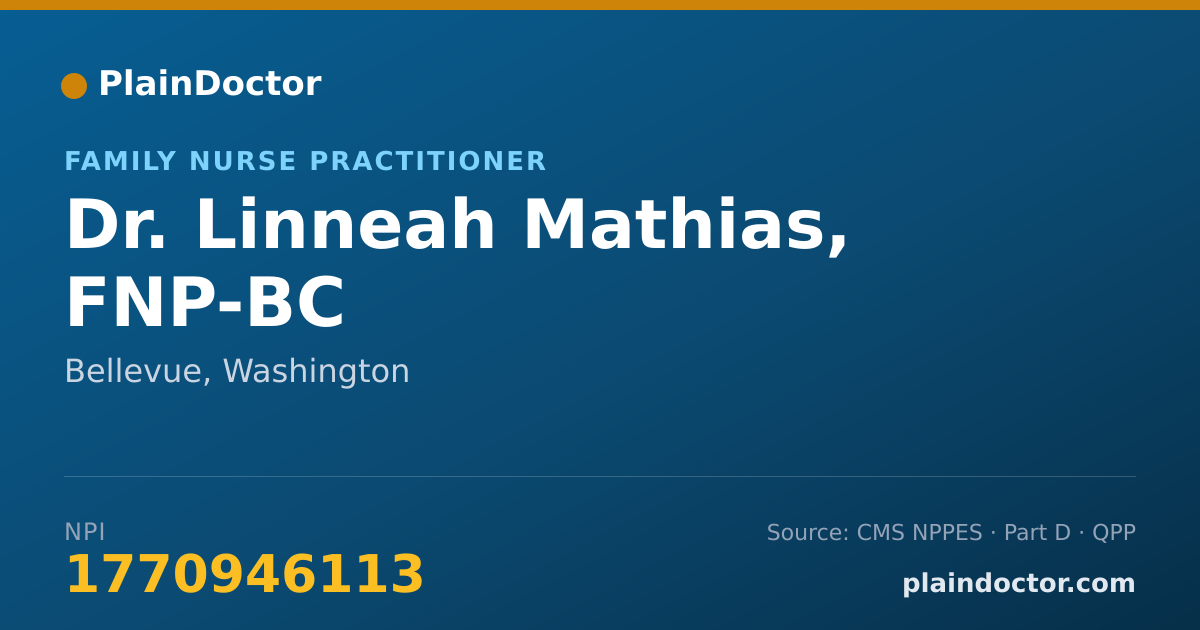 Shareable card for Linneah Mathias, FNP-BC - Family Nurse Practitioner, Bellevue, WA